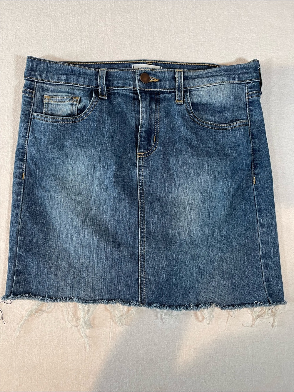 TheMogan Juniors Blue Denim Mini Skirt with Frayed Hem Size 9
